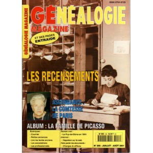G&eacute;n&eacute;alogie Magazine n&deg; 206 - juillet - ao&ucirc;t 2001