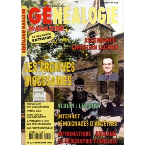 G&eacute;n&eacute;alogie Magazine n&deg; 231 - novembre 2003