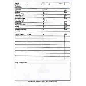Fiche &agrave; remplir